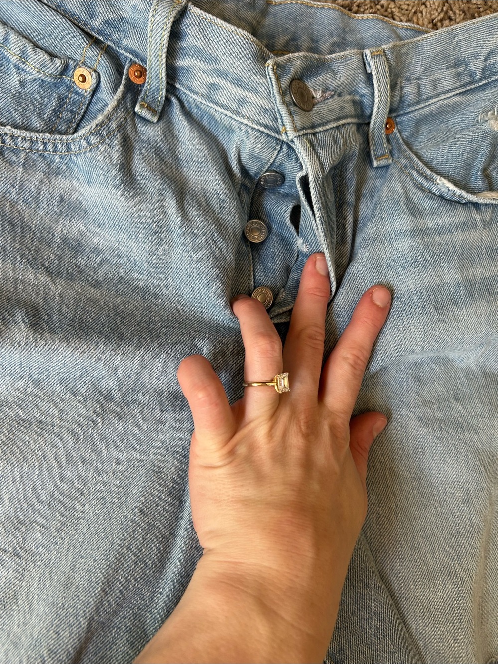 Levi's Light Blue Distressed Cutoff Jean Shorts - Picture 2 of 8